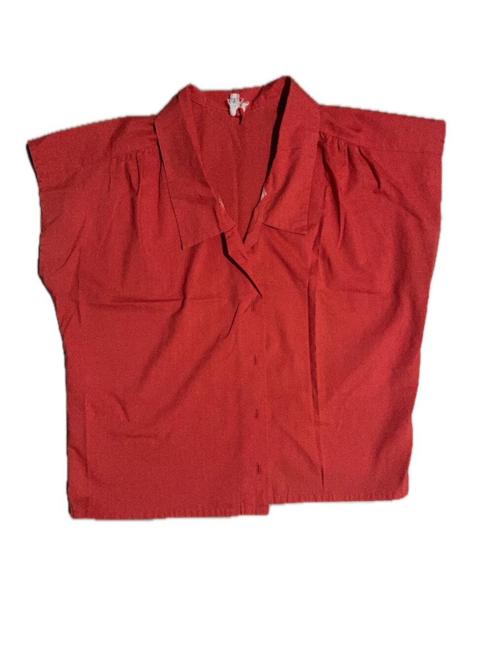 Red Sleeveless Button Front Vest Top with Collar